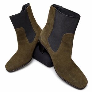 Patina Handmade Suede Chelsea Boots Women’s 9.5 Brown/Olive Leather Sole